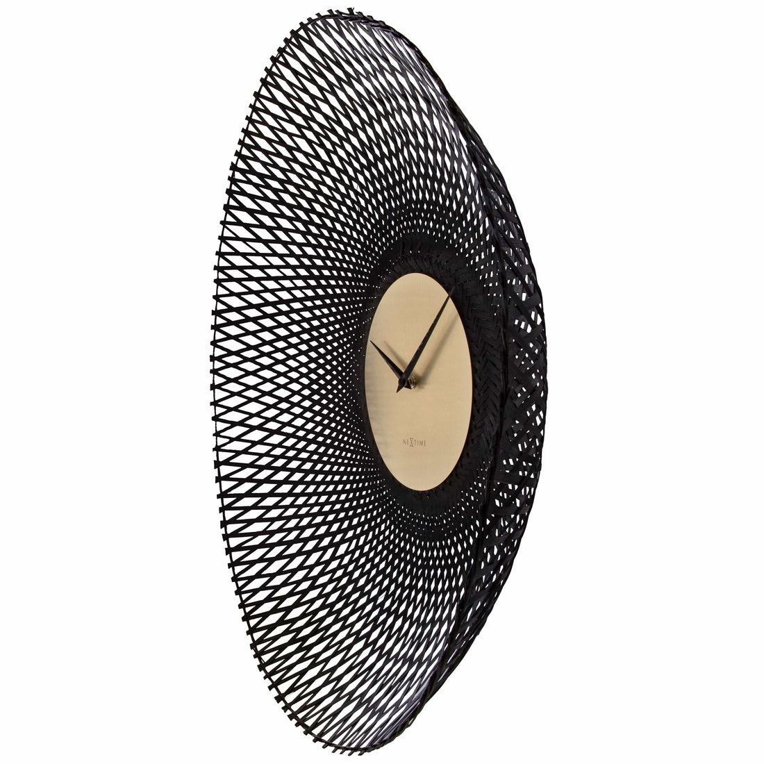 Wall clock 60cm-Silent-Brown/Black-Bamboo-NeXtime 'Vortex' - Goat Corp