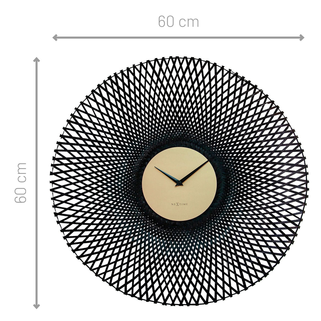Wall clock 60cm-Silent-Brown/Black-Bamboo-NeXtime 'Vortex' - Goat Corp