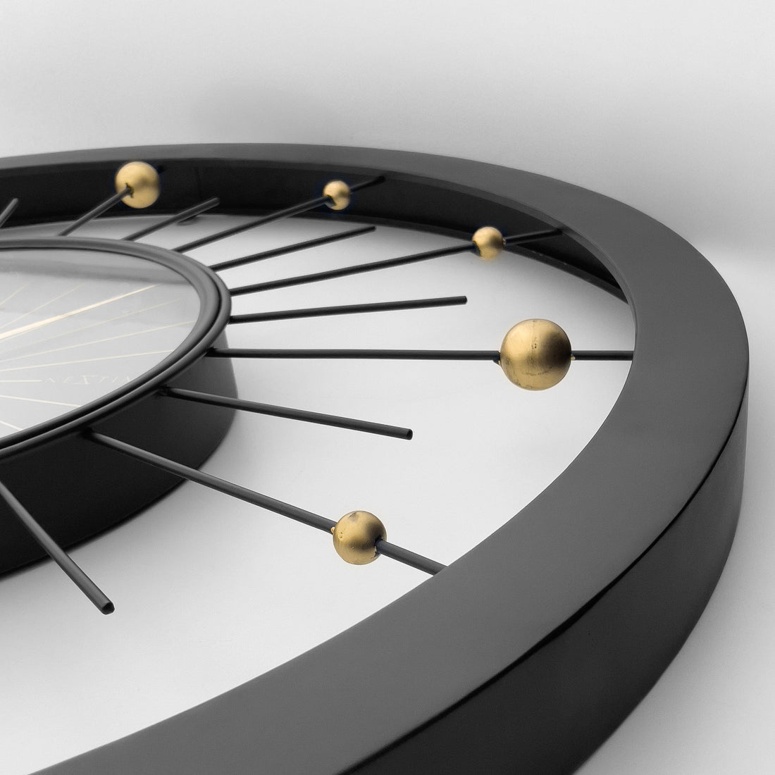 Wall clock 90cm-Silent-Black-Metal-NeXtime 'Orbit Large' - Goat Corp