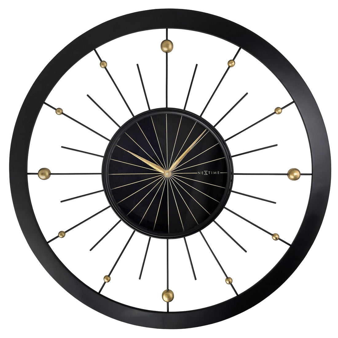 Wall clock 90cm-Silent-Black-Metal-NeXtime 'Orbit Large' - Goat Corp