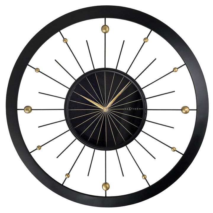 Wall clock 90cm-Silent-Black-Metal-NeXtime 'Orbit Large' - Goat Corp