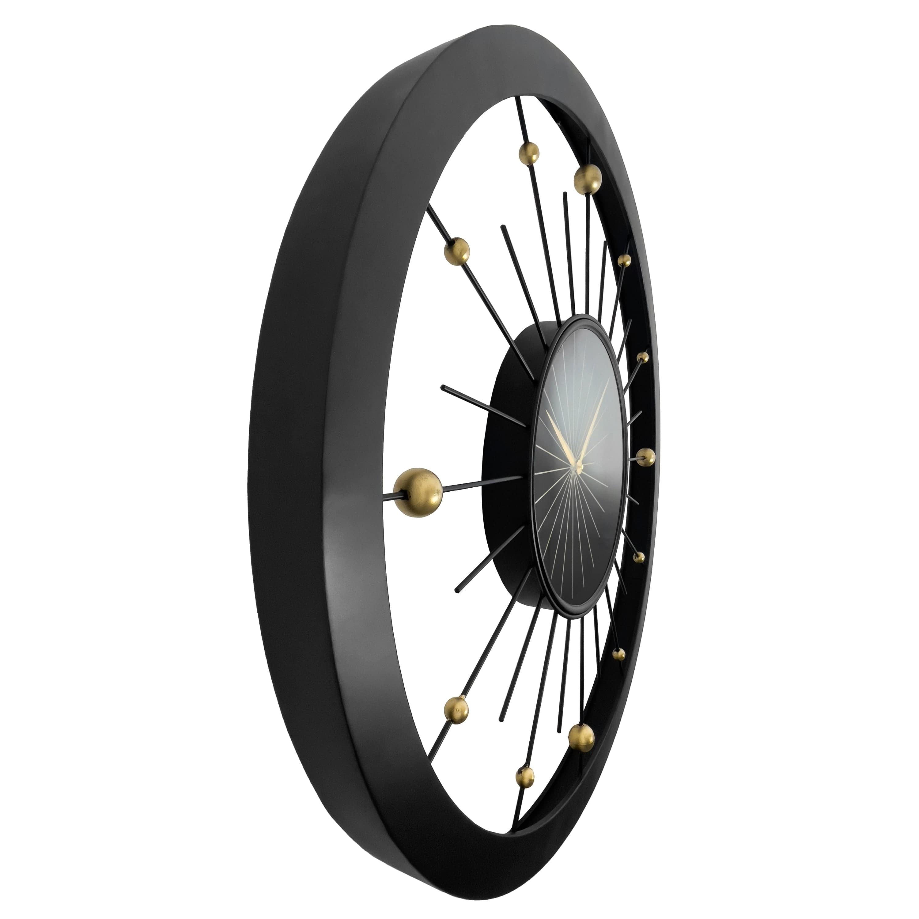 Wall clock 90cm-Silent-Black-Metal-NeXtime 'Orbit Large' - Goat Corp