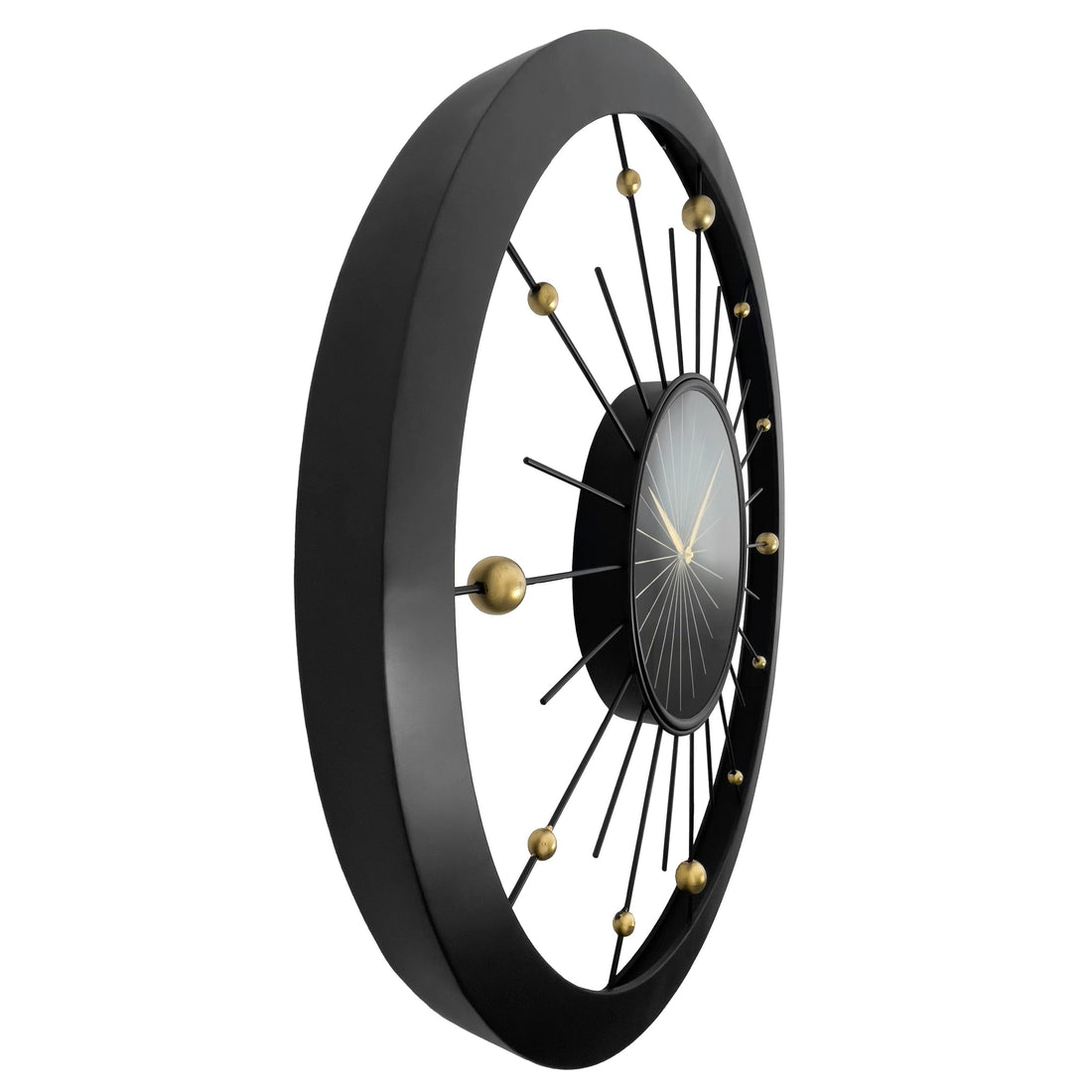 Wall clock 90cm-Silent-Black-Metal-NeXtime 'Orbit Large' - Goat Corp