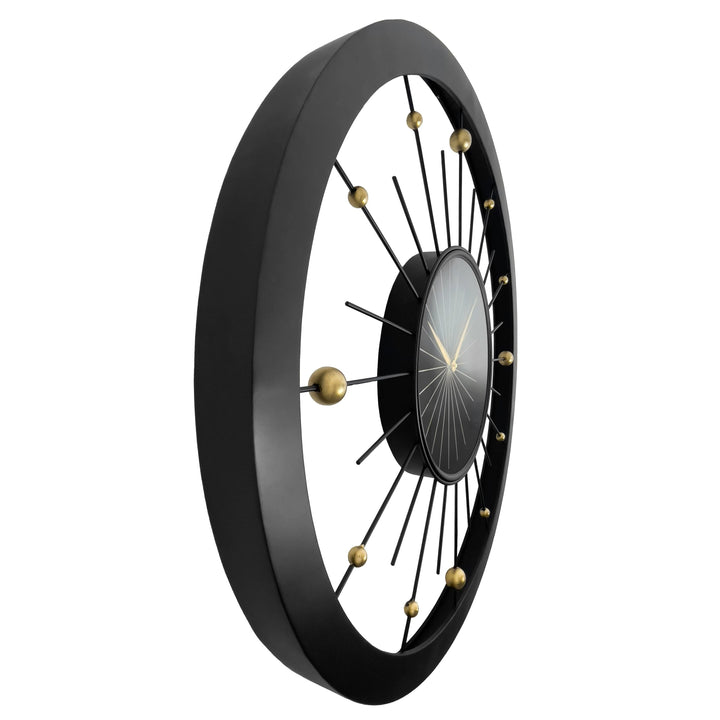Wall clock 90cm-Silent-Black-Metal-NeXtime 'Orbit Large' - Goat Corp
