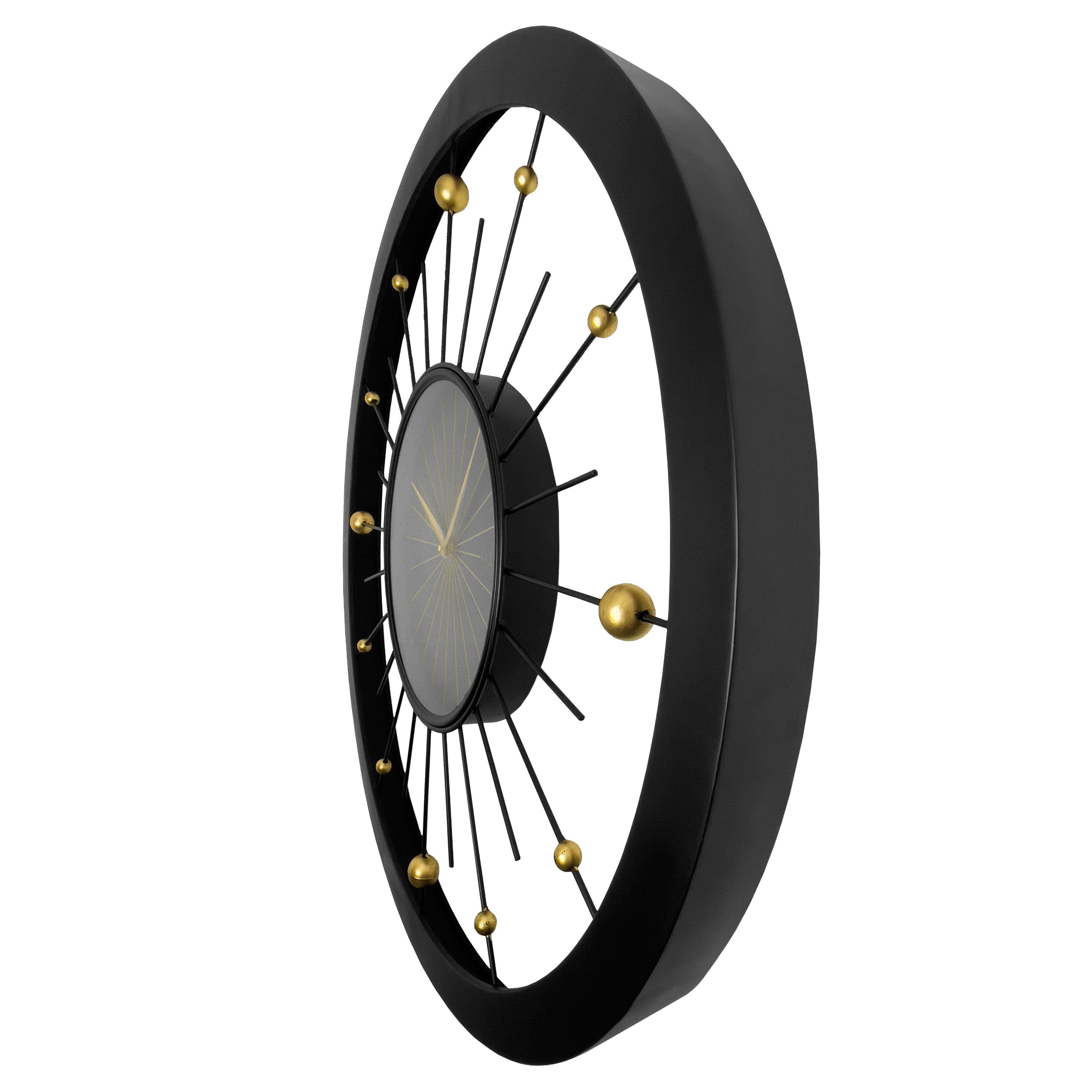 Wall clock 90cm-Silent-Black-Metal-NeXtime 'Orbit Large' - Goat Corp