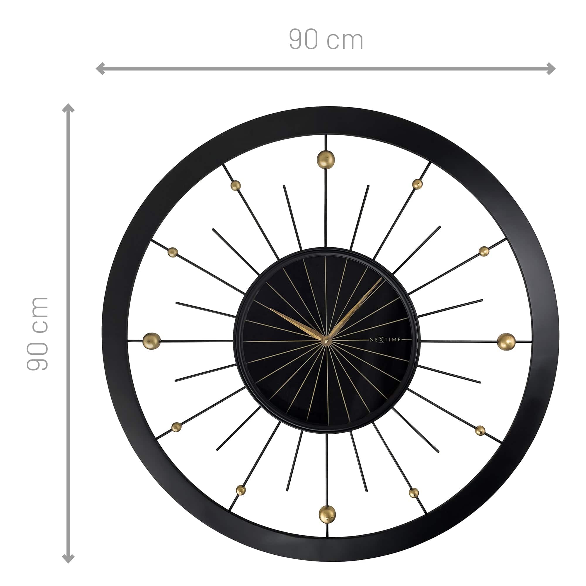 Wall clock 90cm-Silent-Black-Metal-NeXtime 'Orbit Large' - Goat Corp