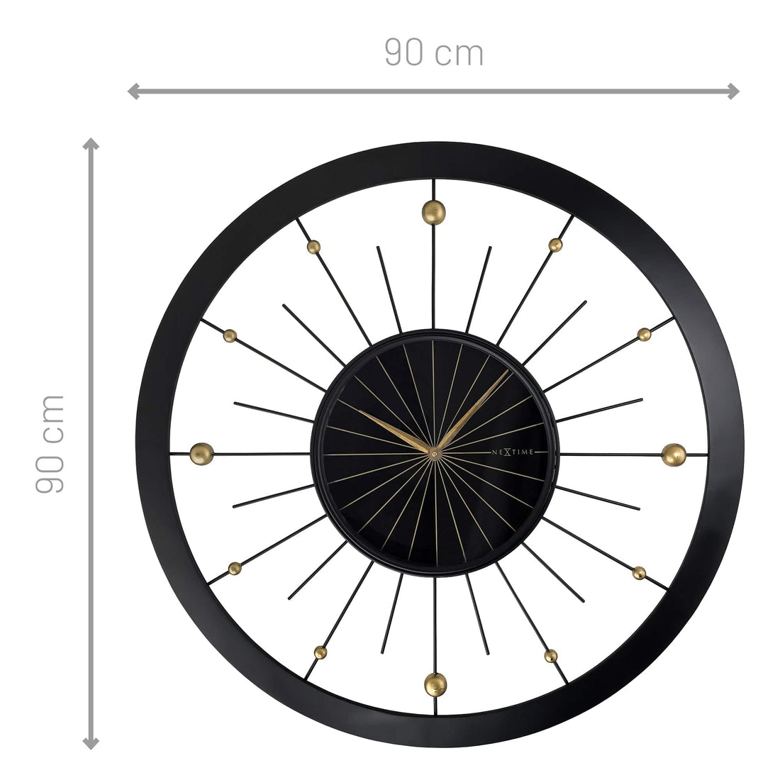 Wall clock 90cm-Silent-Black-Metal-NeXtime 'Orbit Large' - Goat Corp