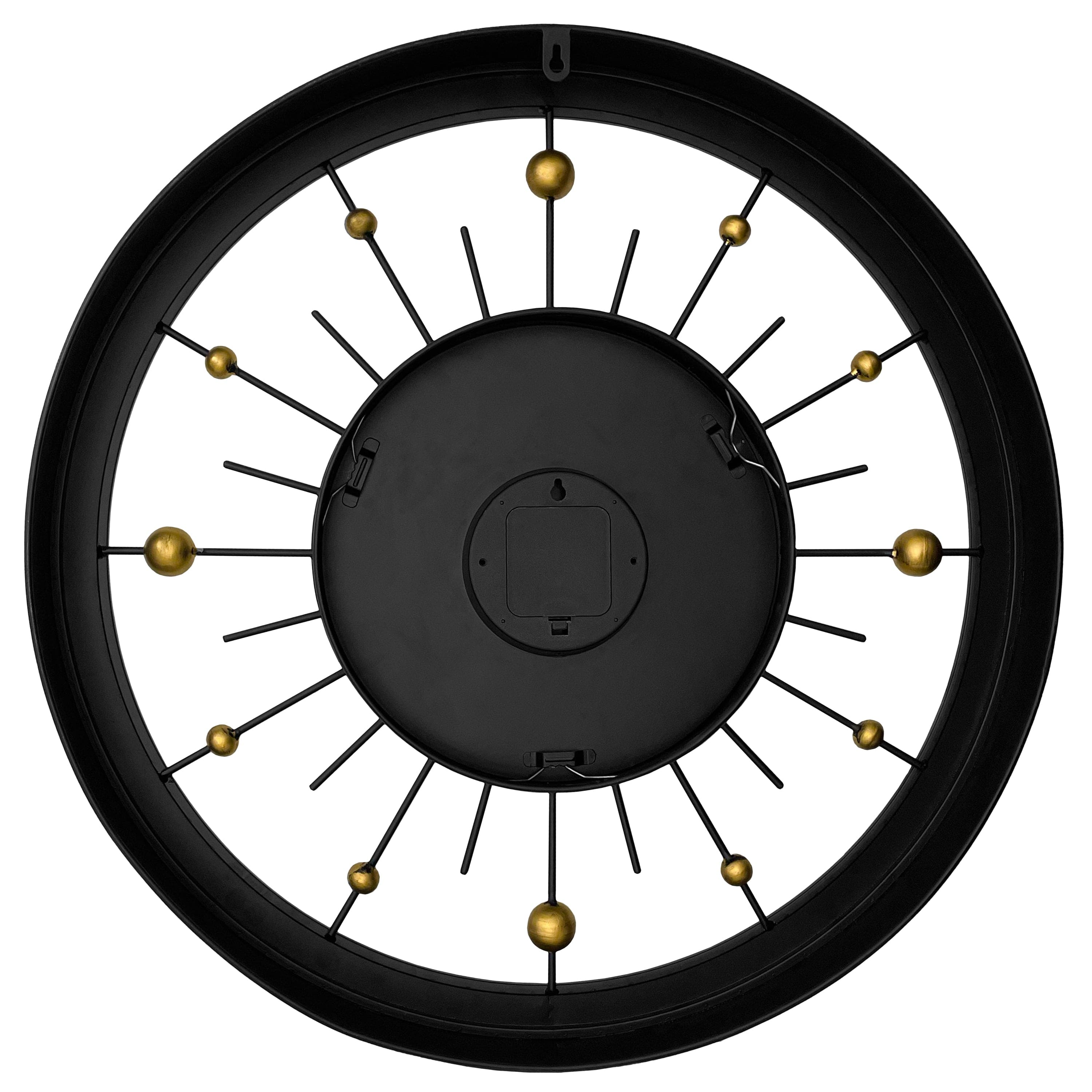 Wall clock 60cm-Silent-Black-Metal-NeXtime 'Orbit' - Goat Corp