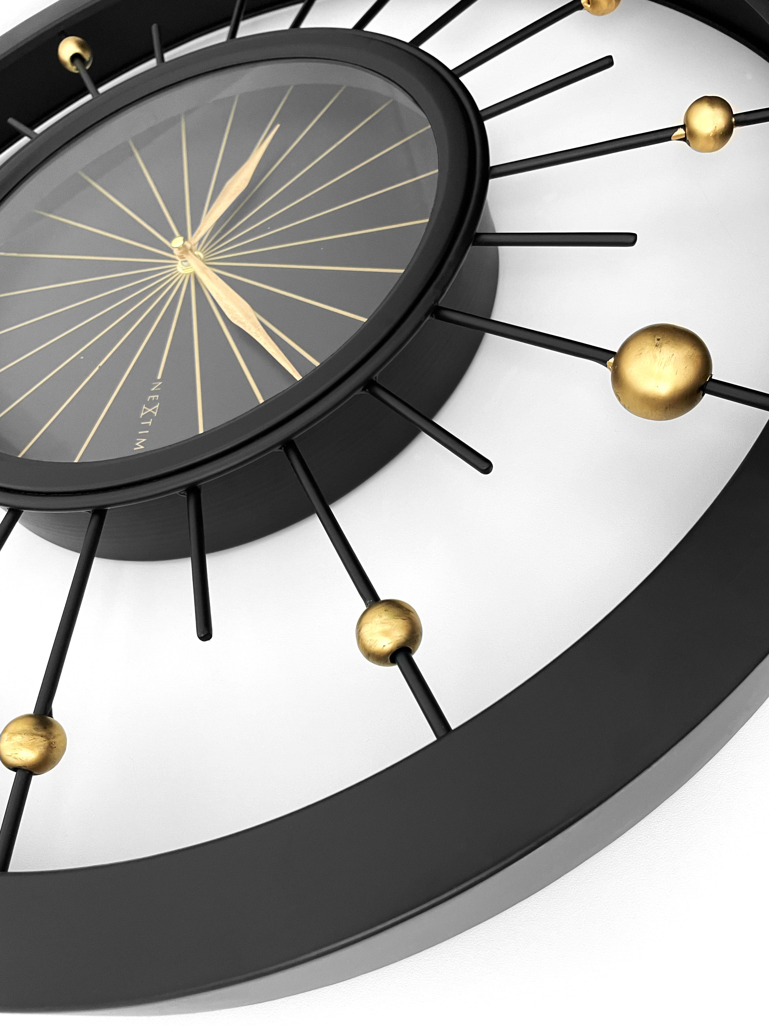 Wall clock 60cm-Silent-Black-Metal-NeXtime 'Orbit' - Goat Corp