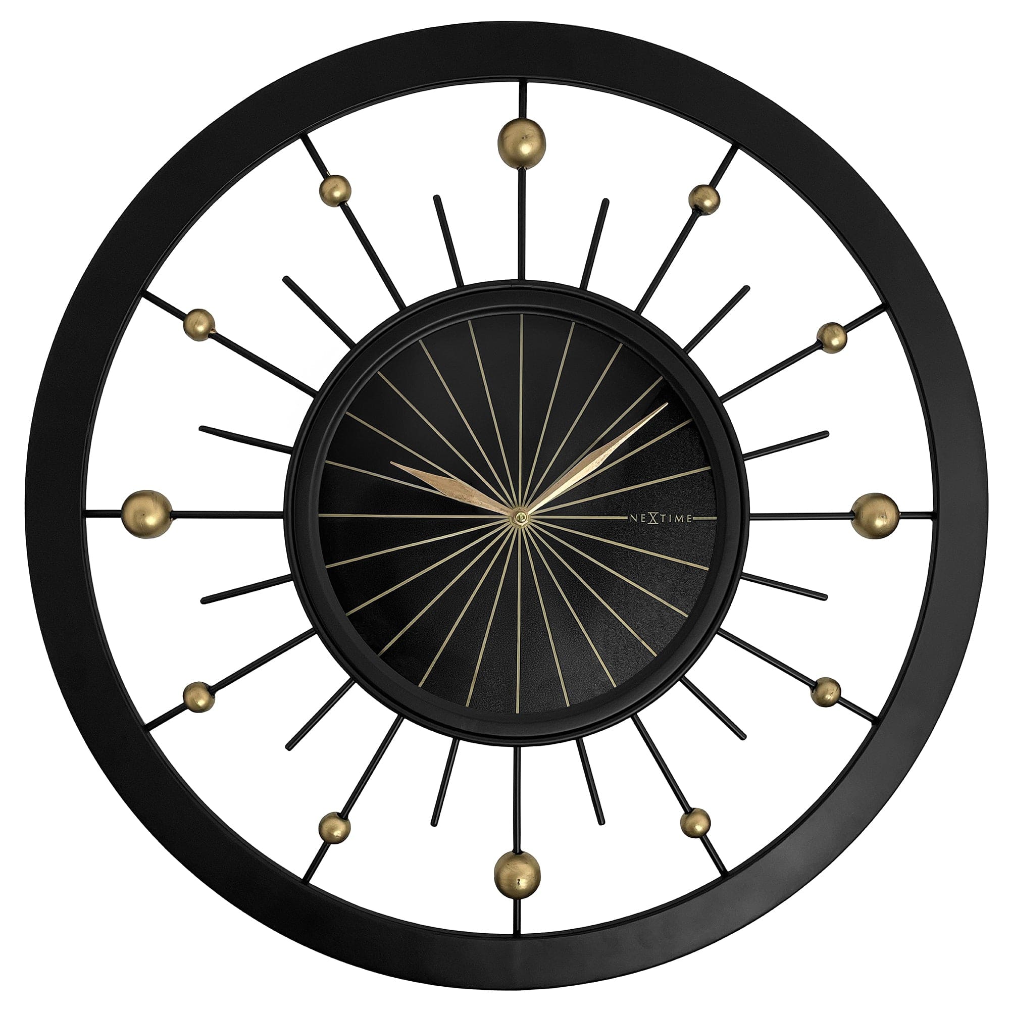 Wall clock 60cm-Silent-Black-Metal-NeXtime 'Orbit' - Goat Corp
