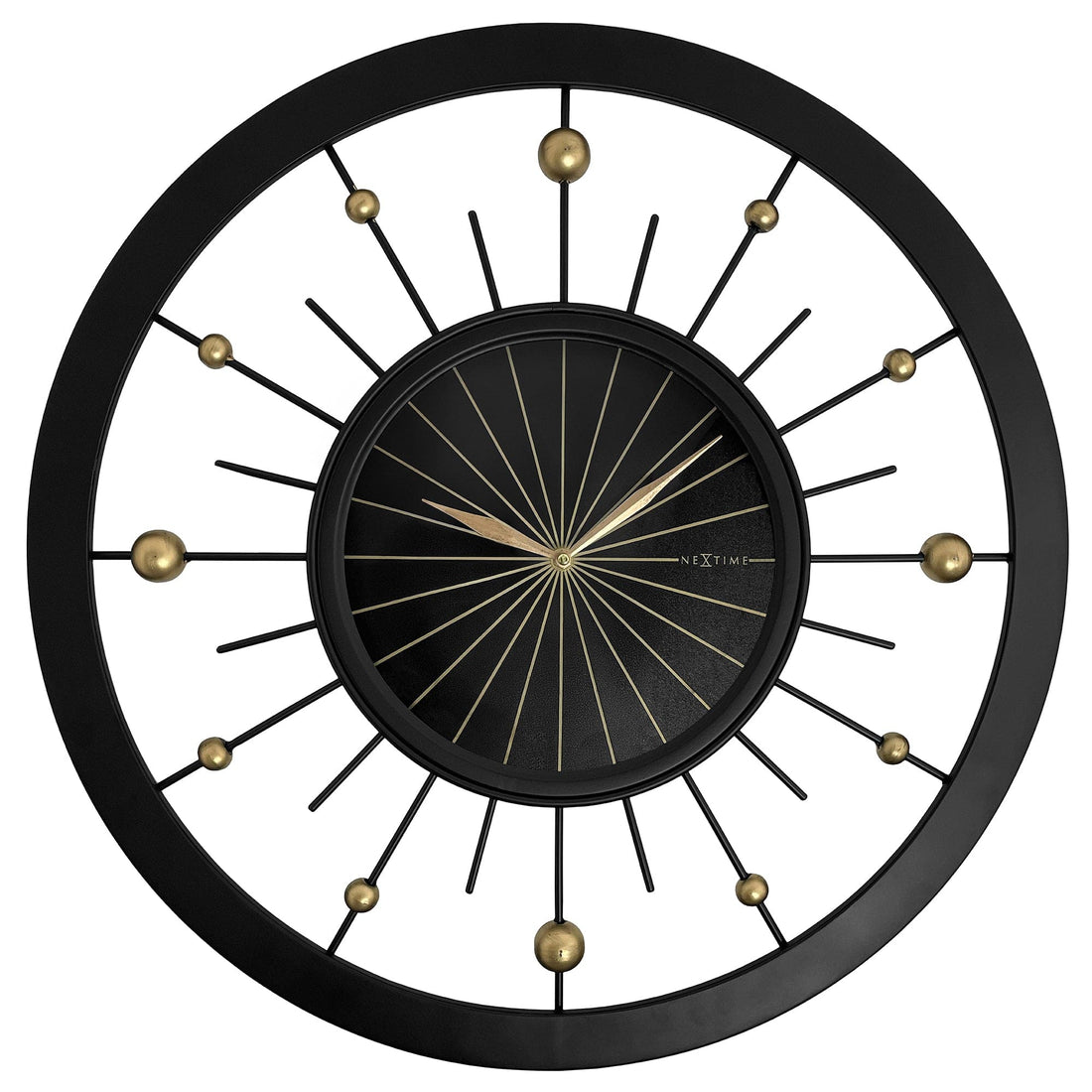 Wall clock 60cm-Silent-Black-Metal-NeXtime 'Orbit' - Goat Corp