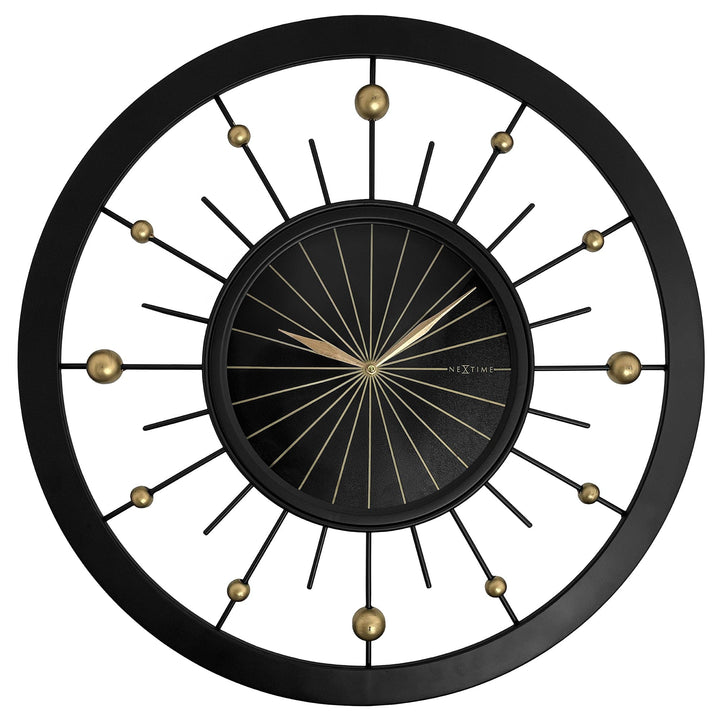 Wall clock 60cm-Silent-Black-Metal-NeXtime 'Orbit' - Goat Corp