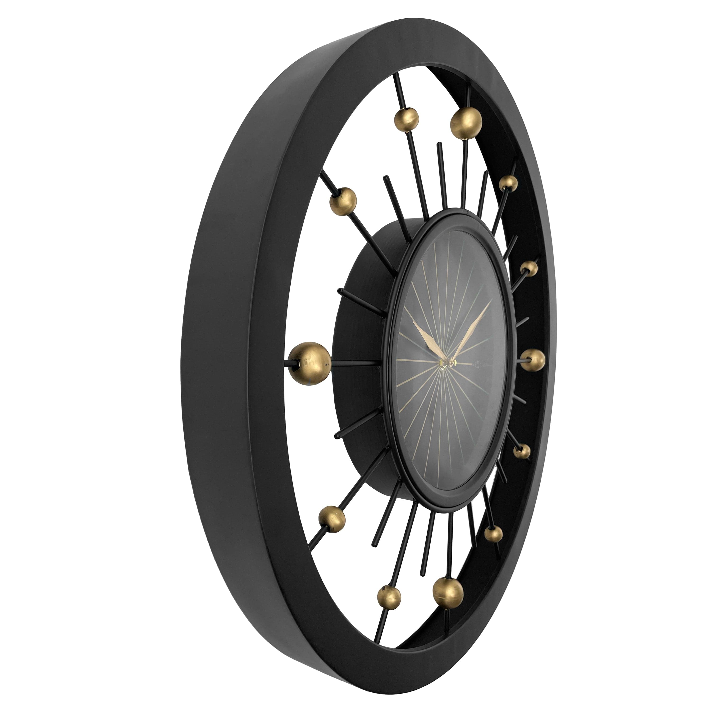 Wall clock 60cm-Silent-Black-Metal-NeXtime 'Orbit' - Goat Corp