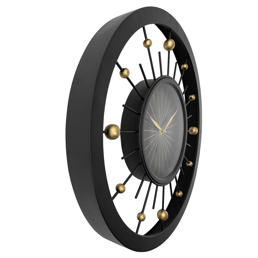 Wall clock 60cm-Silent-Black-Metal-NeXtime 'Orbit' - Goat Corp