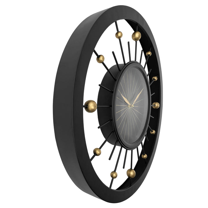 Wall clock 60cm-Silent-Black-Metal-NeXtime 'Orbit' - Goat Corp