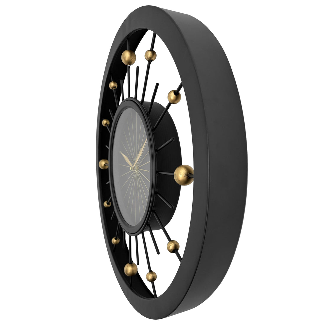 Wall clock 60cm-Silent-Black-Metal-NeXtime 'Orbit' - Goat Corp