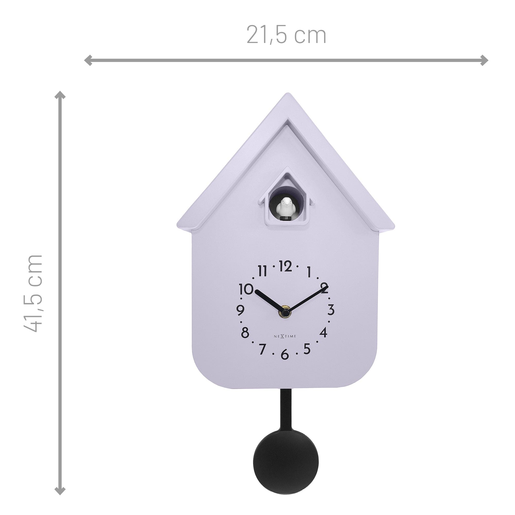 Wall clock 21.5x41.5x8.5cm - Pendulum - Cuckoo -NeXtime 'Twitter' - Goat Corp