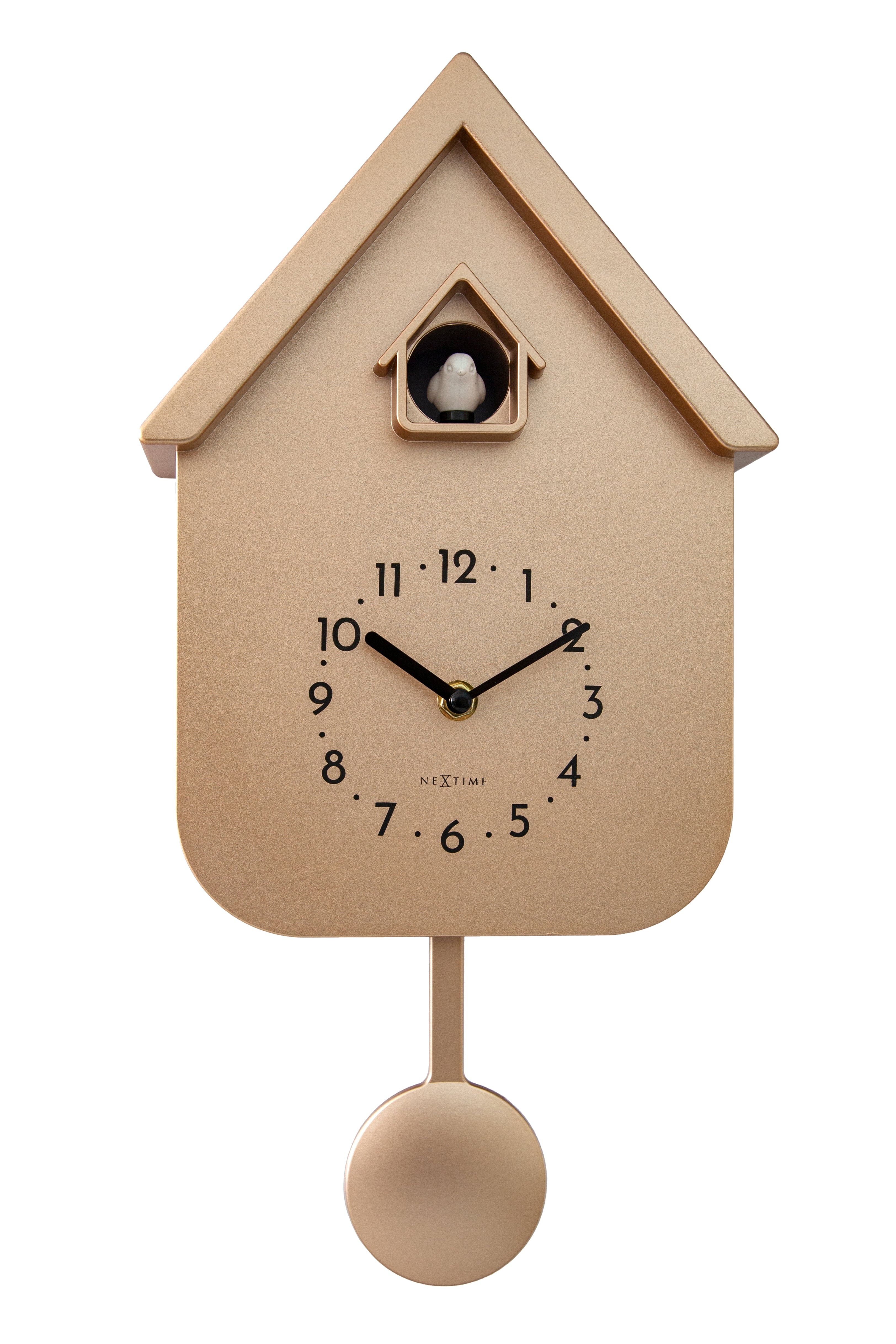 Wall clock 21.5x41.5x8.5cm - Pendulum - Cuckoo -NeXtime 'Twitter'