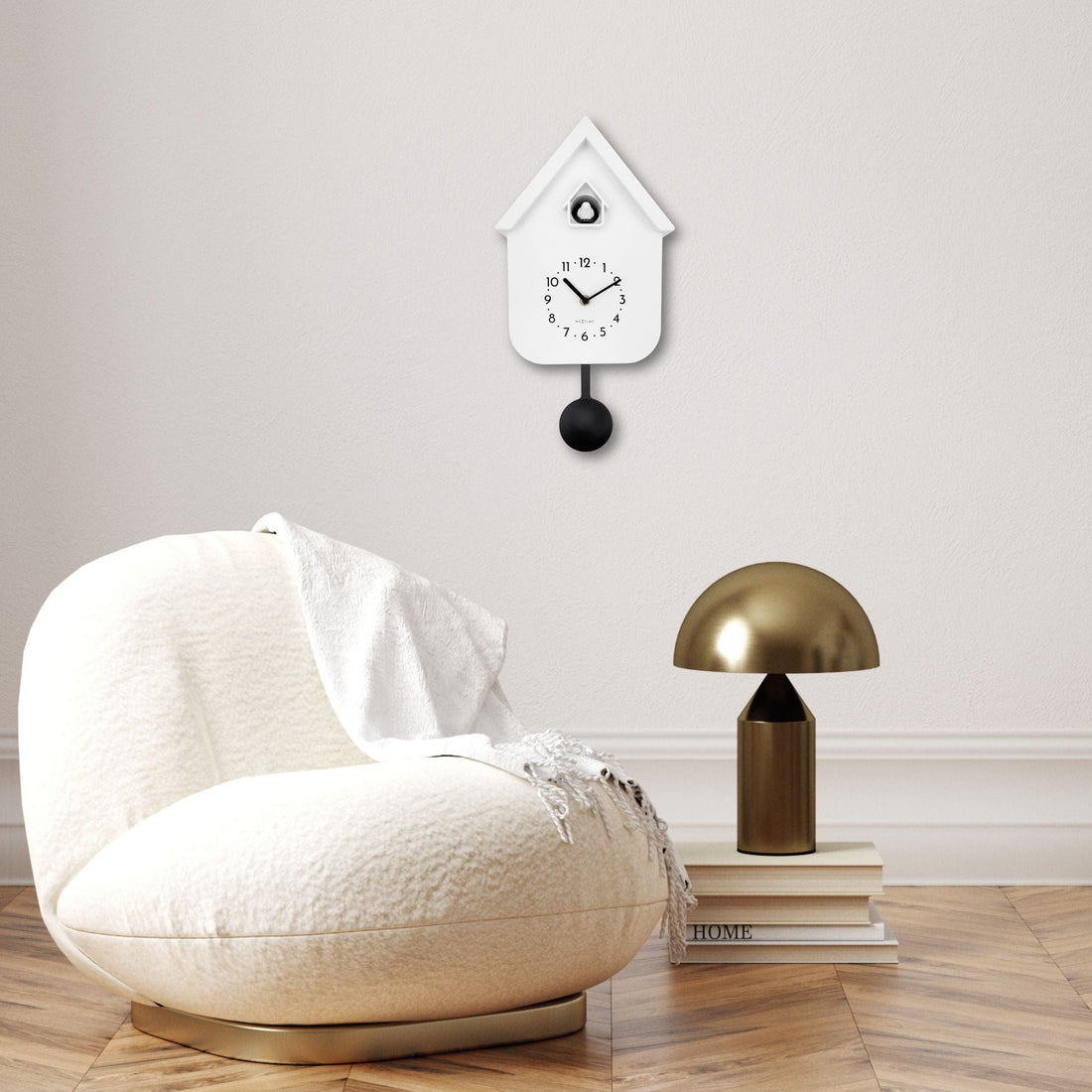 Wall clock 21.5x41.5x8.5cm - Pendulum - Cuckoo -NeXtime 'Twitter' - Goat Corp