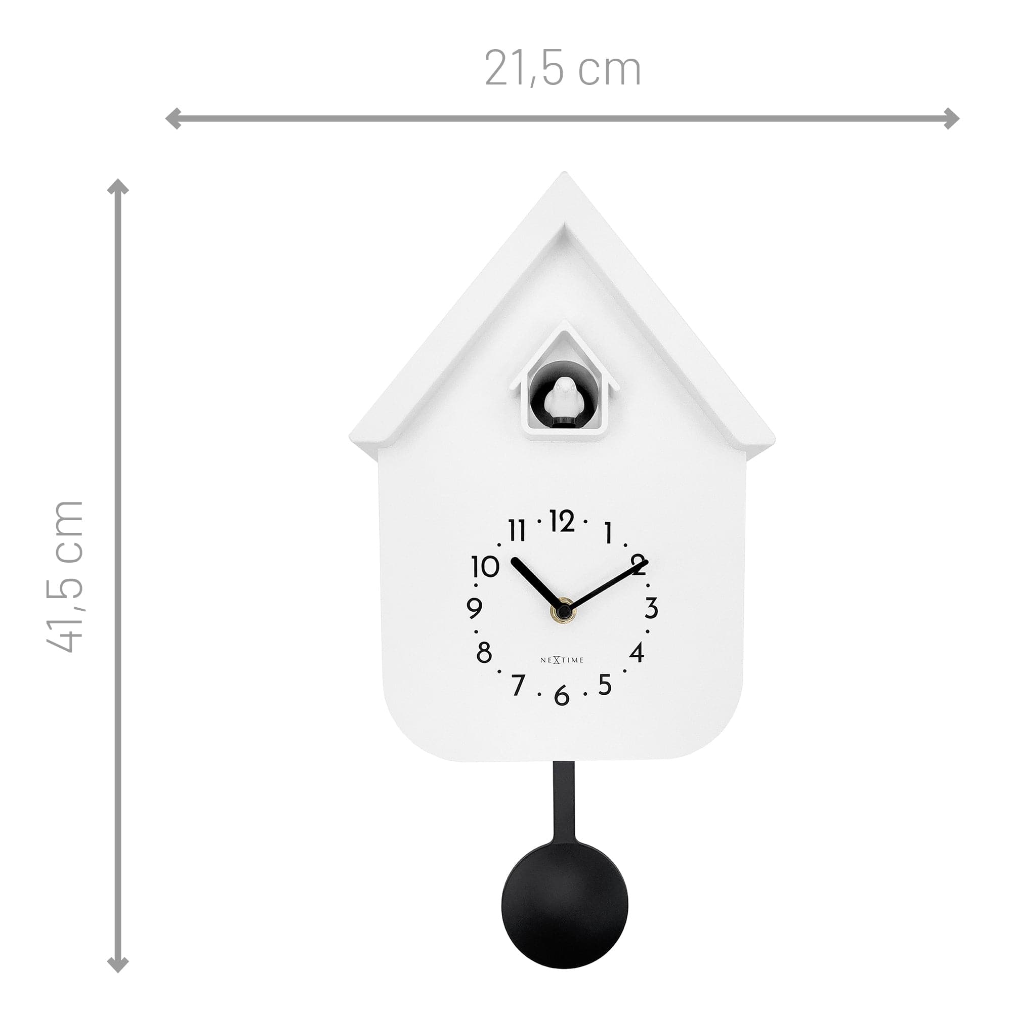 Wall clock 21.5x41.5x8.5cm - Pendulum - Cuckoo -NeXtime 'Twitter' - Goat Corp