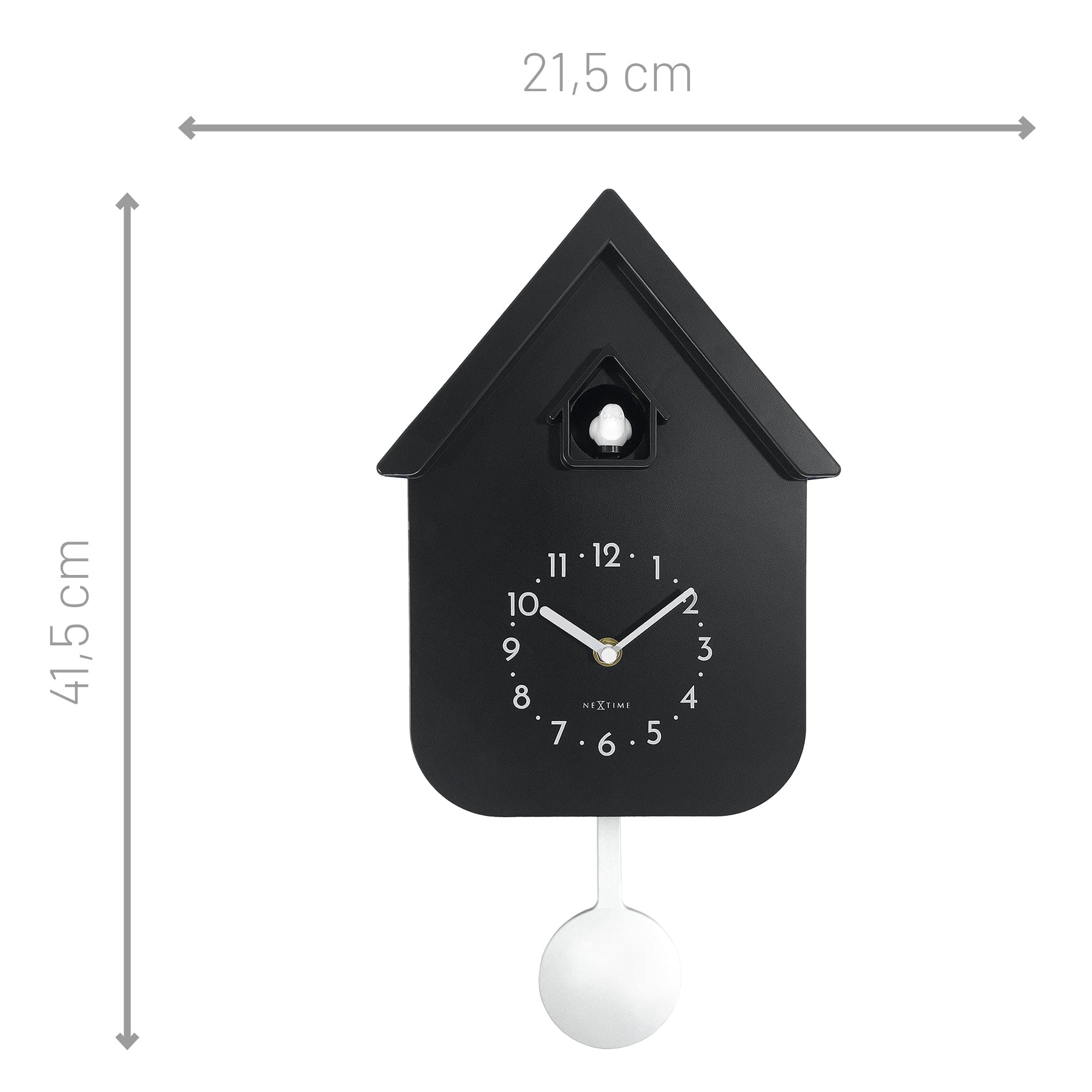 Wall clock 21.5x41.5x8.5cm - Pendulum - Cuckoo -NeXtime 'Twitter' - Goat Corp