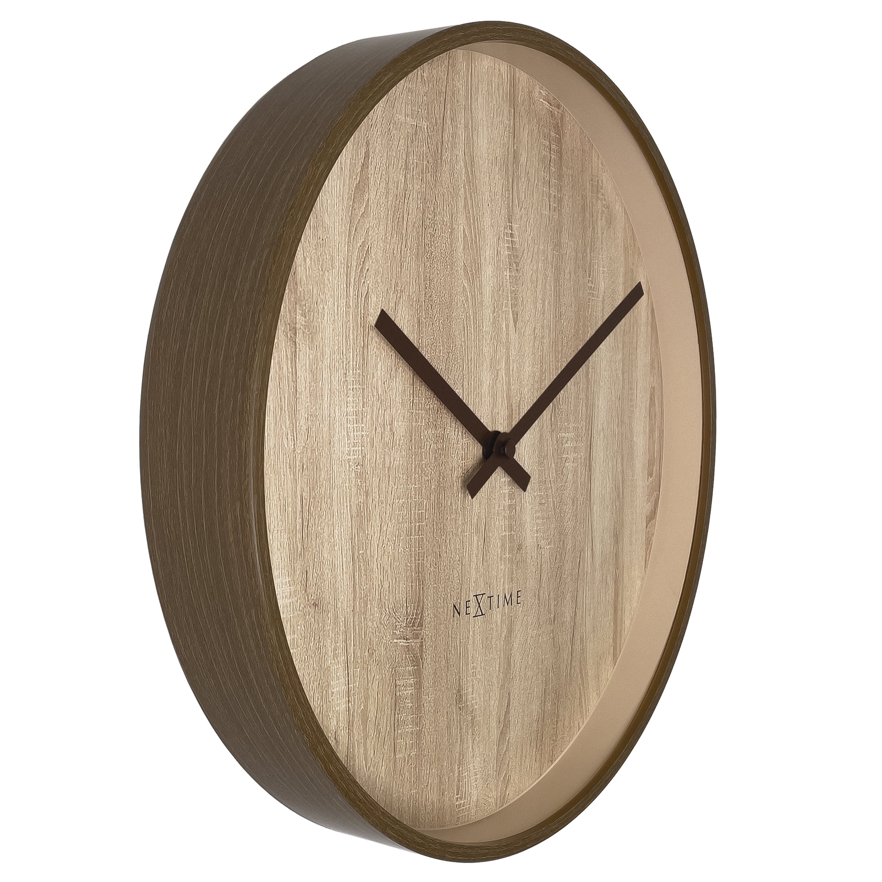 Wall clock 30cm-Silent-Dark Brown/Light Brown-Plastic-NeXtime 'Oslo' - Goat Corp