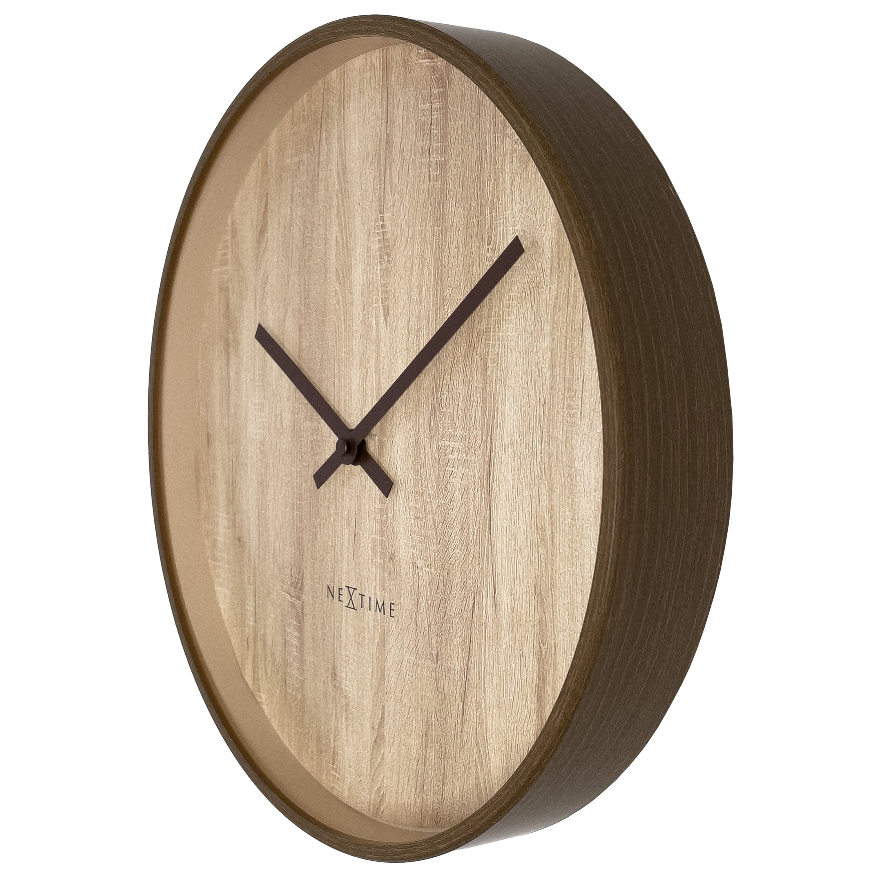 Wall clock 30cm-Silent-Dark Brown/Light Brown-Plastic-NeXtime 'Oslo' - Goat Corp