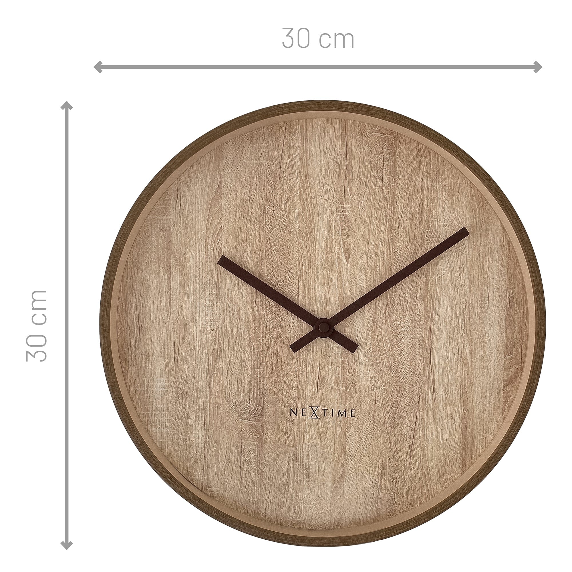 Wall clock 30cm-Silent-Dark Brown/Light Brown-Plastic-NeXtime 'Oslo' - Goat Corp