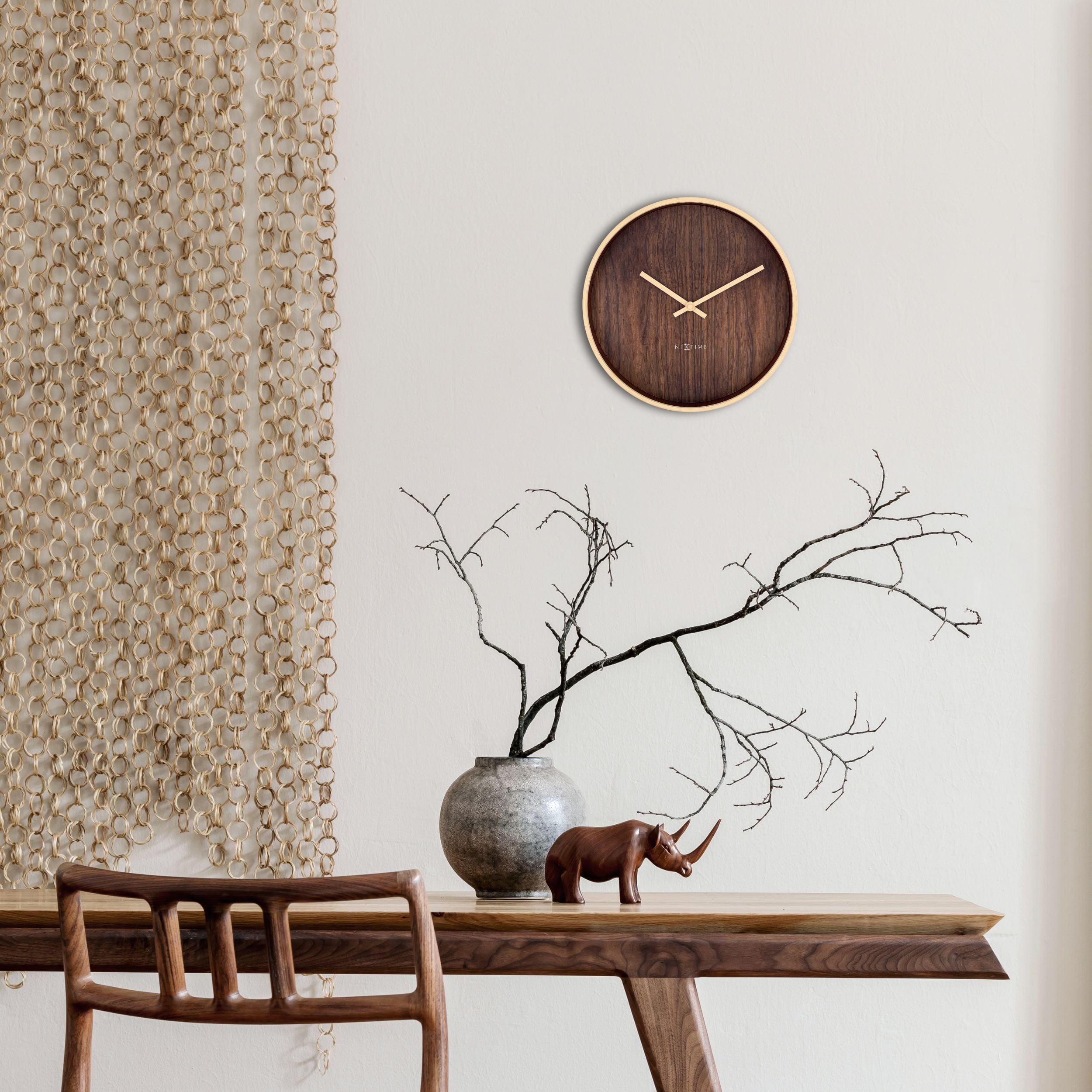Wall clock 30cm-Silent-Dark Brown/Light Brown-Plastic-NeXtime 'Oslo' - Goat Corp