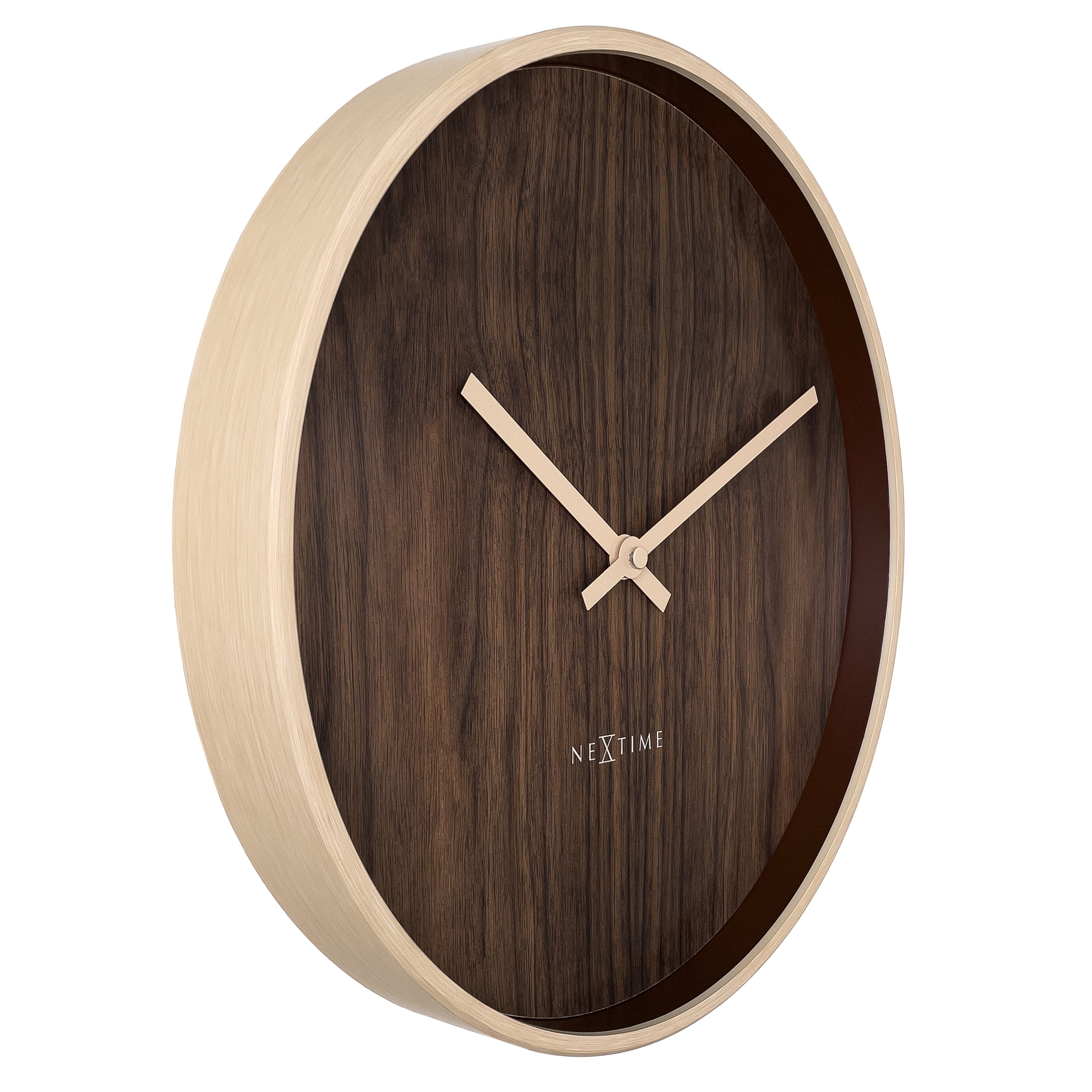 Wall clock 30cm-Silent-Dark Brown/Light Brown-Plastic-NeXtime 'Oslo' - Goat Corp