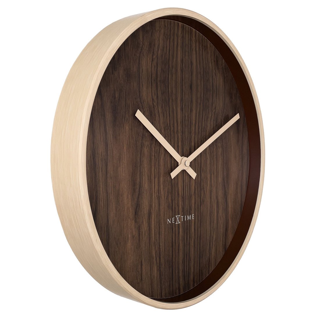 Wall clock 30cm-Silent-Dark Brown/Light Brown-Plastic-NeXtime 'Oslo' - Goat Corp