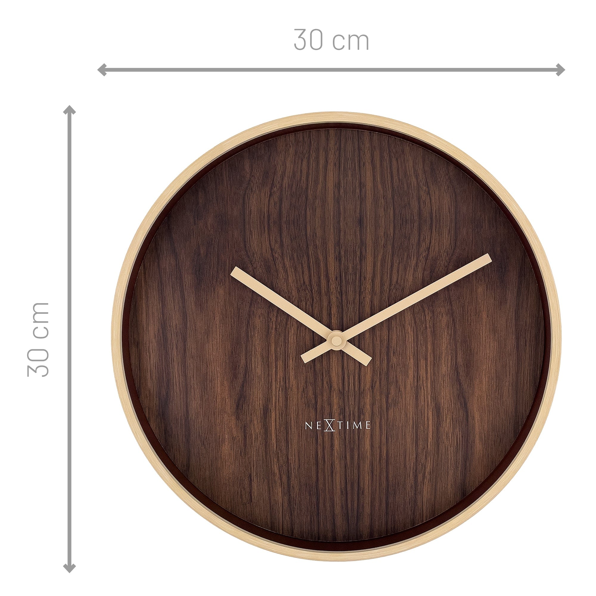 Wall clock 30cm-Silent-Dark Brown/Light Brown-Plastic-NeXtime 'Oslo' - Goat Corp