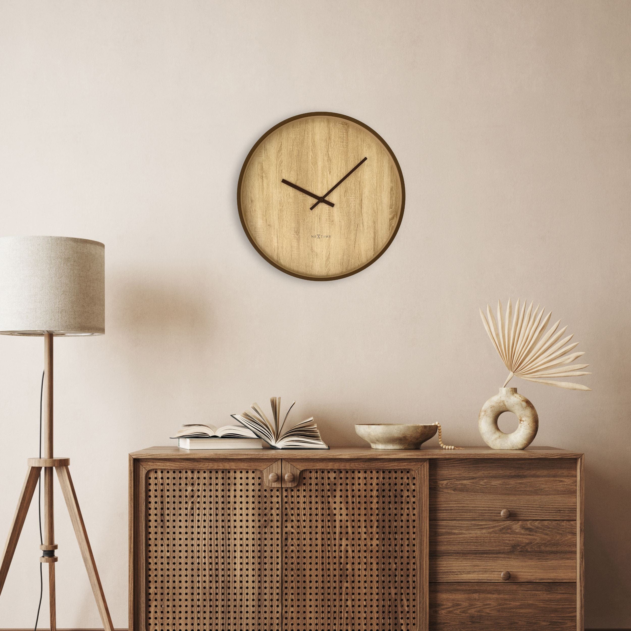 Wall clock 50cm-Silent-Dark Brown/Light Brown-Plastic-NeXtime 'Oslo Large' - Goat Corp