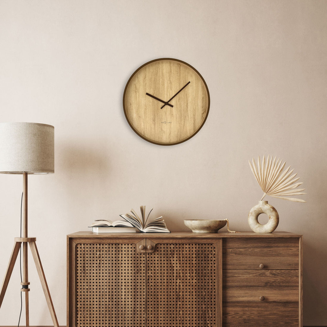 Wall clock 50cm-Silent-Dark Brown/Light Brown-Plastic-NeXtime 'Oslo Large' - Goat Corp