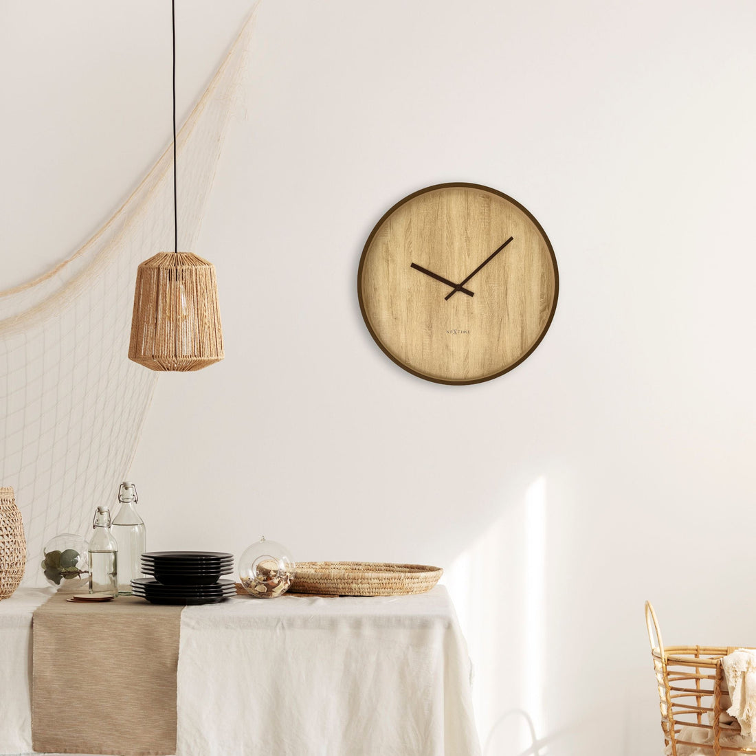 Wall clock 50cm-Silent-Dark Brown/Light Brown-Plastic-NeXtime 'Oslo Large' - Goat Corp