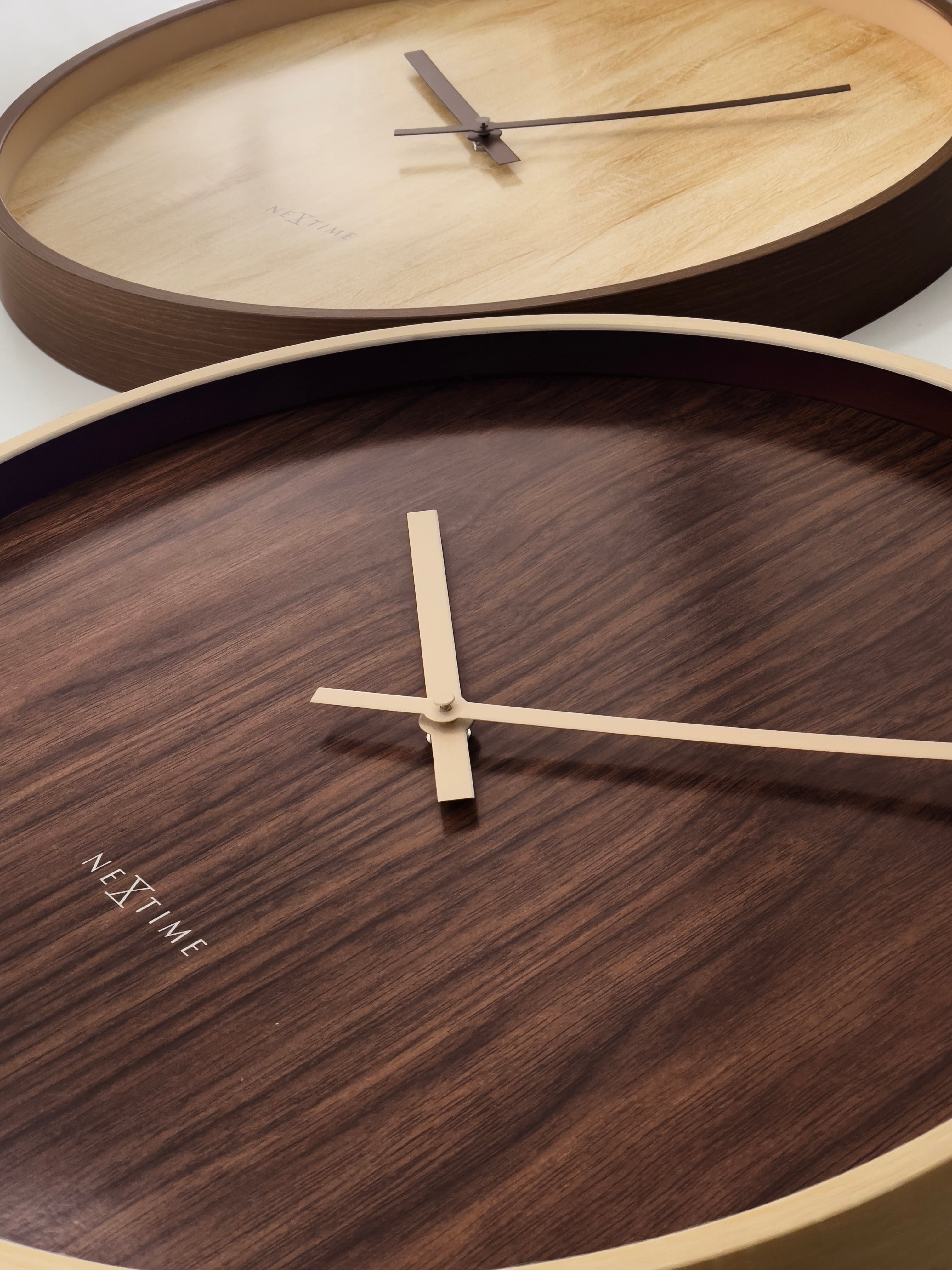 Wall clock 50cm-Silent-Dark Brown/Light Brown-Plastic-NeXtime 'Oslo Large' - Goat Corp