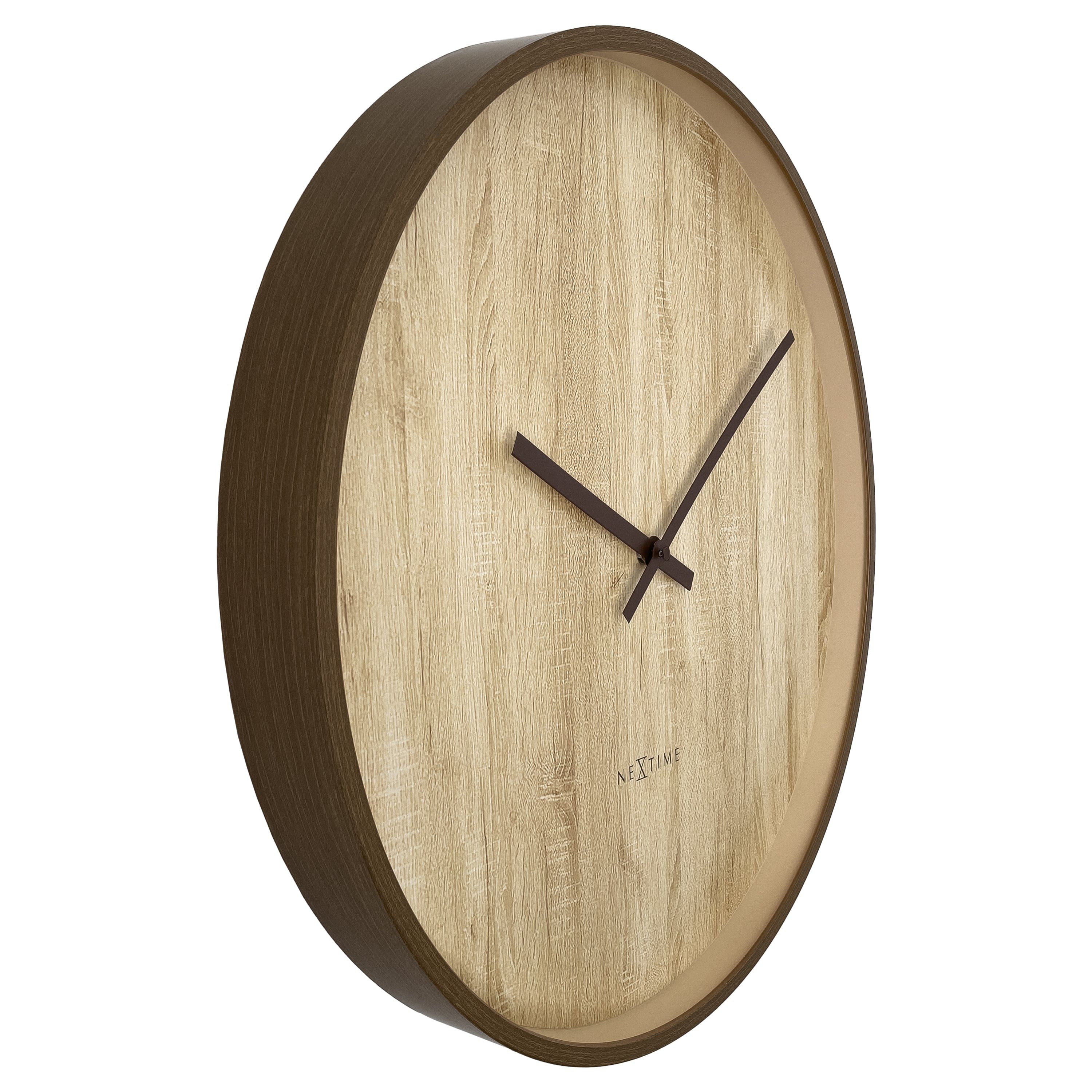 Wall clock 50cm-Silent-Dark Brown/Light Brown-Plastic-NeXtime 'Oslo Large' - Goat Corp