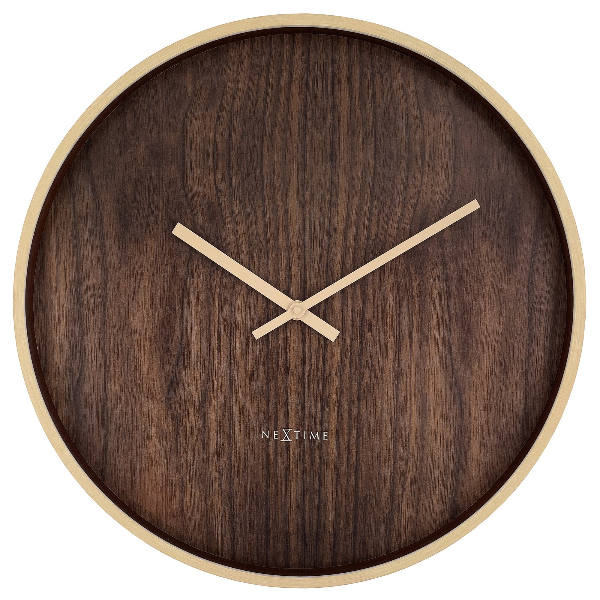 Wall clock 50cm-Silent-Dark Brown/Light Brown-Plastic-NeXtime 'Oslo Large' - Goat Corp