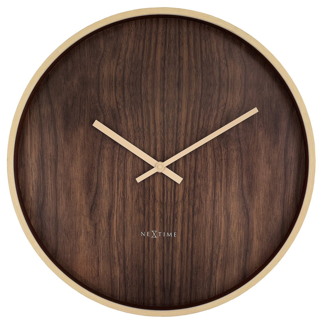 Wall clock 50cm-Silent-Dark Brown/Light Brown-Plastic-NeXtime 'Oslo Large' - Goat Corp