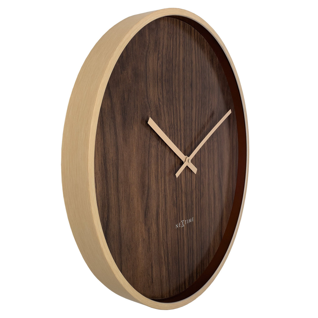 Wall clock 50cm-Silent-Dark Brown/Light Brown-Plastic-NeXtime 'Oslo Large' - Goat Corp