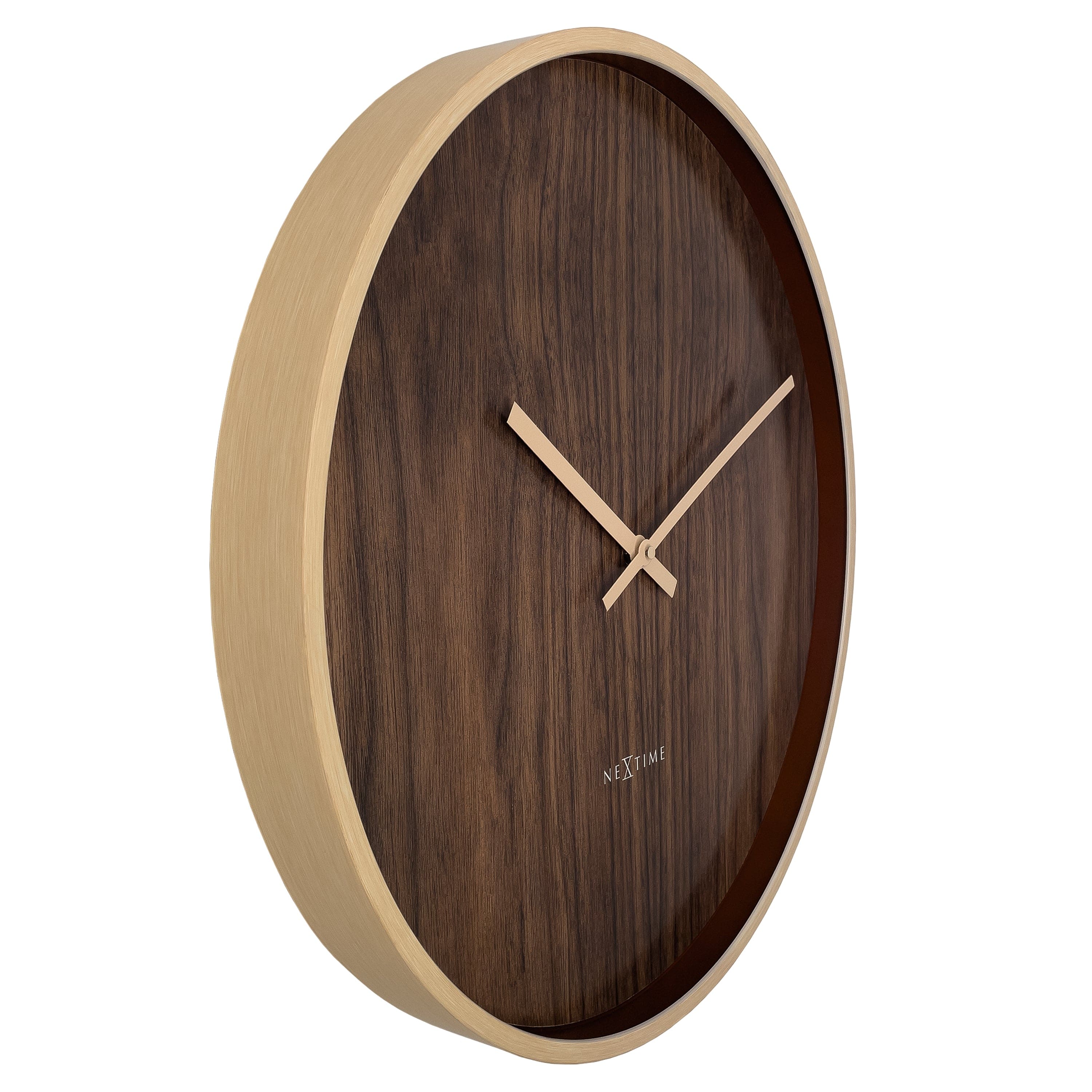 Wall clock 50cm-Silent-Dark Brown/Light Brown-Plastic-NeXtime 'Oslo Large'
