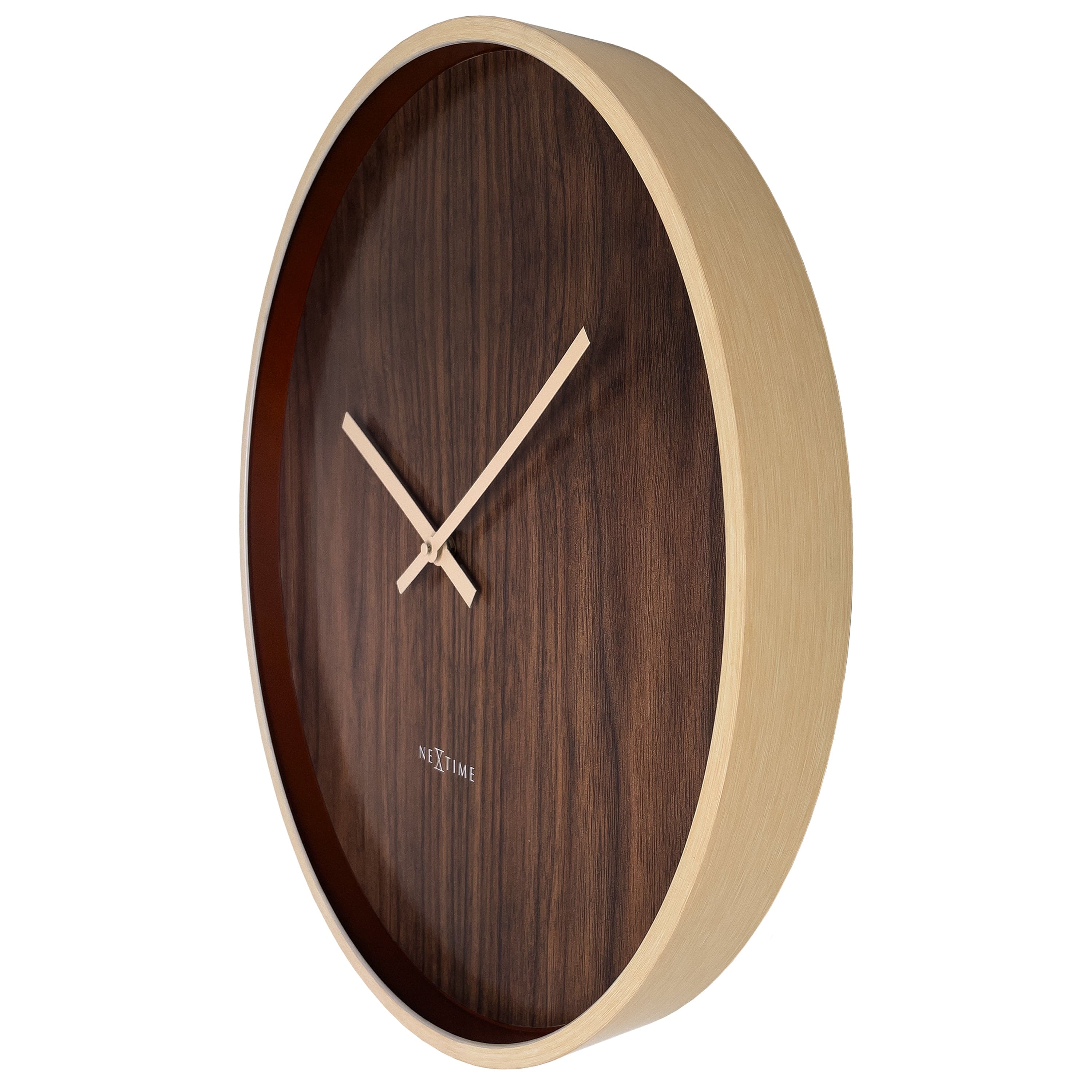 Wall clock 50cm-Silent-Dark Brown/Light Brown-Plastic-NeXtime 'Oslo Large' - Goat Corp
