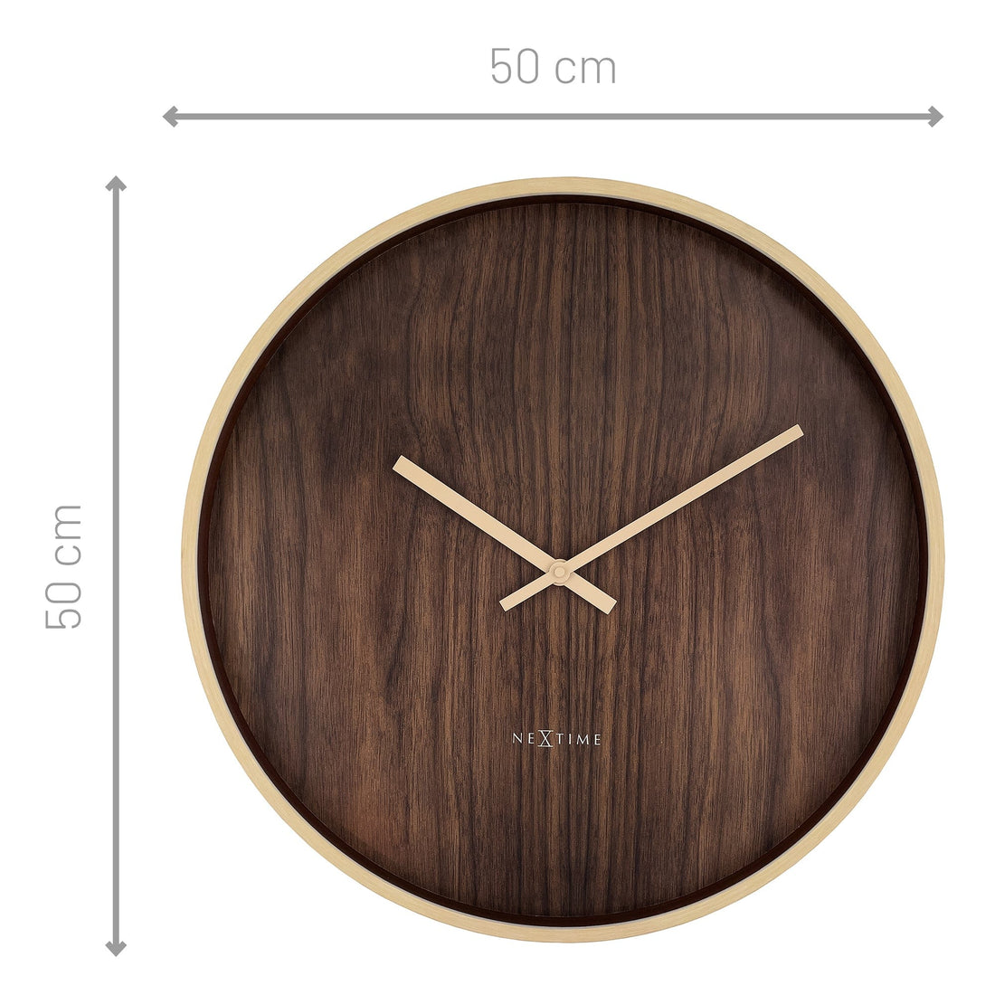Wall clock 50cm-Silent-Dark Brown/Light Brown-Plastic-NeXtime 'Oslo Large' - Goat Corp