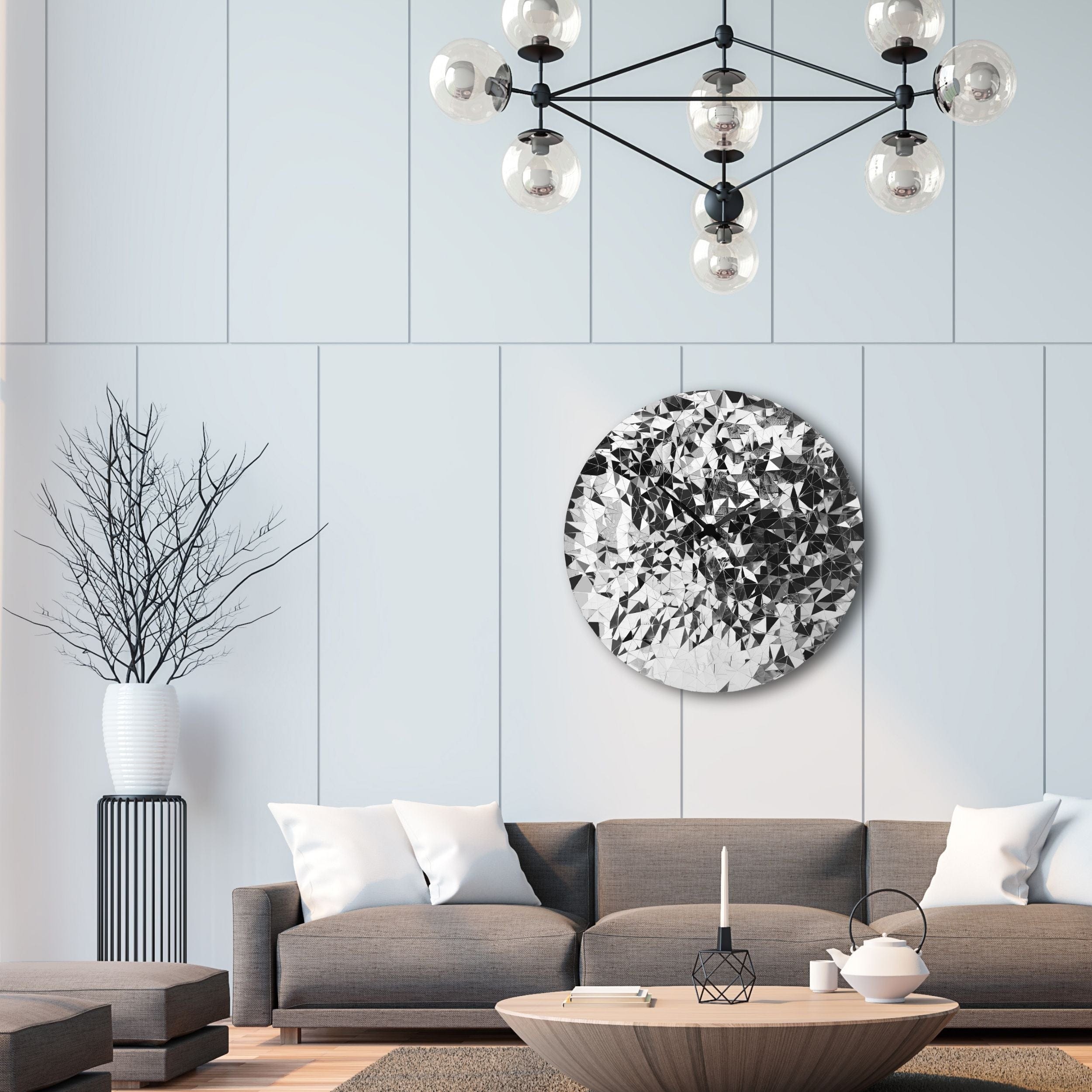 Wall clock 80cm-Silent-Chrome-Stainless Steel-NeXtime 'Fragments' - Goat Corp