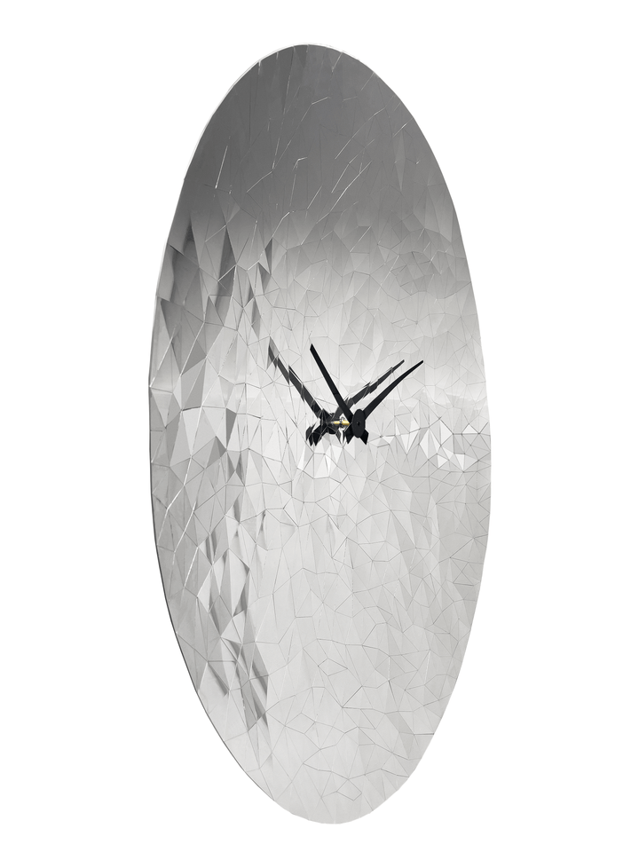Wall clock 80cm-Silent-Chrome-Stainless Steel-NeXtime 'Fragments' - Goat Corp