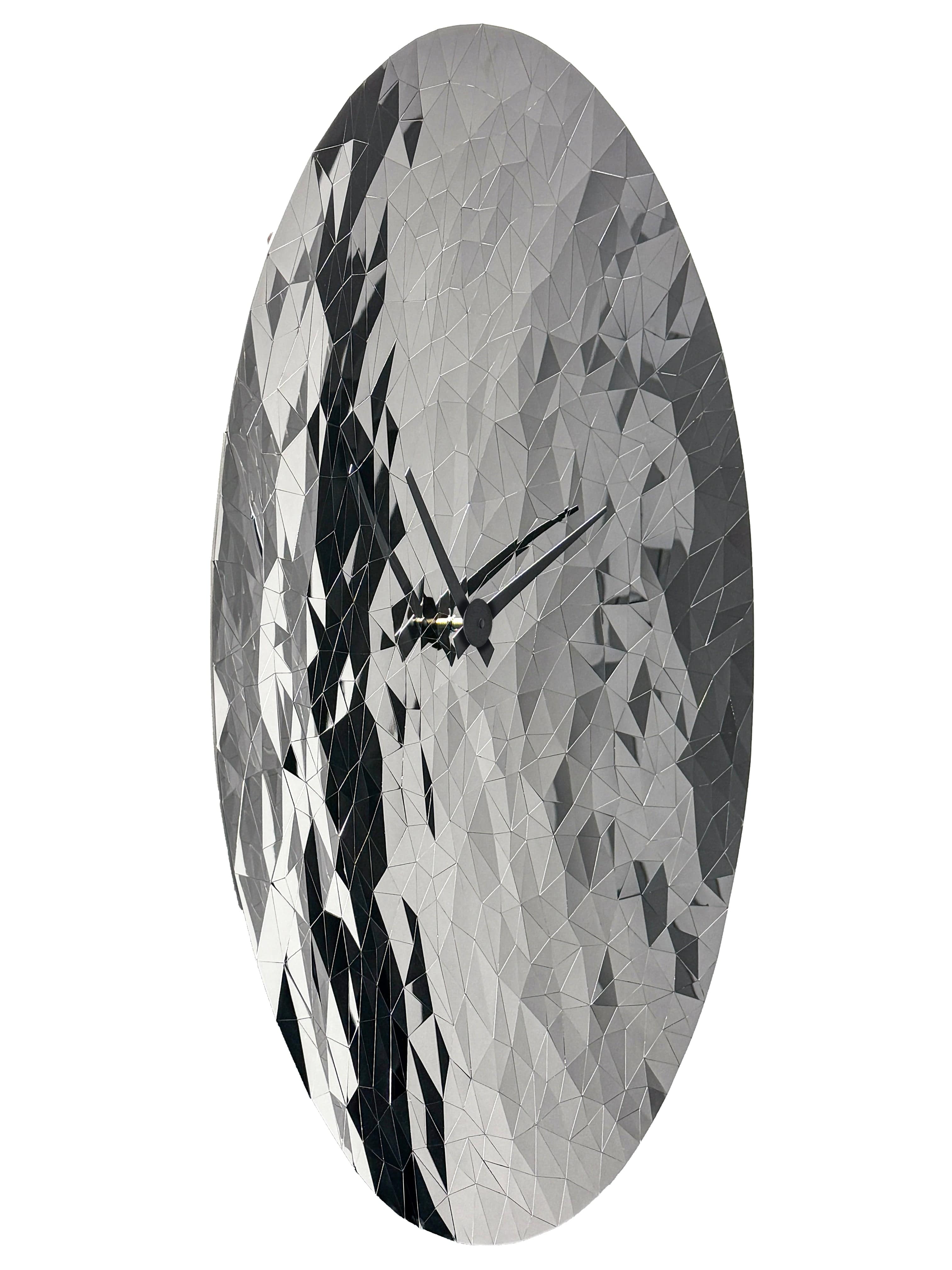 Wall clock 80cm-Silent-Chrome-Stainless Steel-NeXtime 'Fragments' - Goat Corp