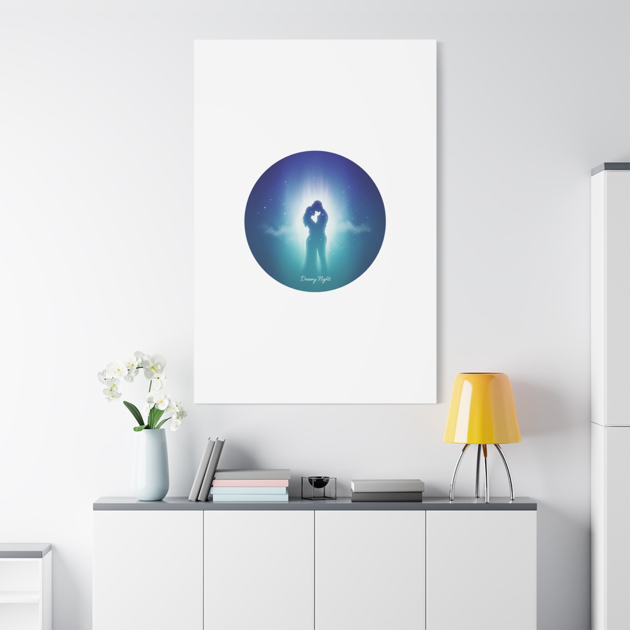 Dreamy Nightscape Canvas | Afterlight Atmospheric Print, Luminous Night Bloom