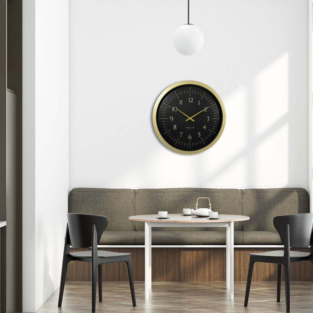Wall clock 40cm-Black/White-Plastic-NeXtime 'Galaxy' - Goat Corp
