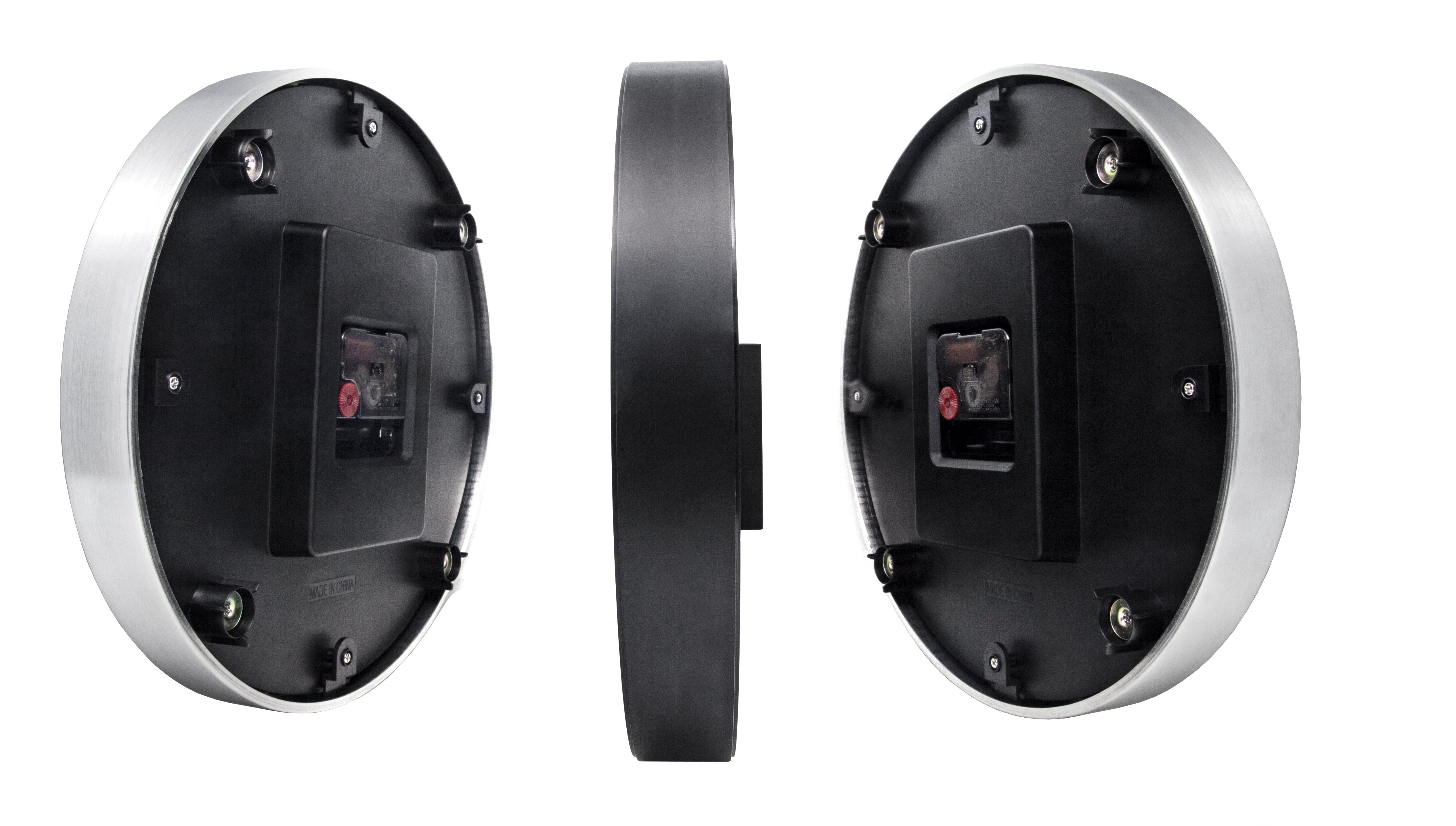 Wall clock 32.3x28x10cm-Silent-White & Black-Aluminium-NeXtime 'Double' - Goat Corp