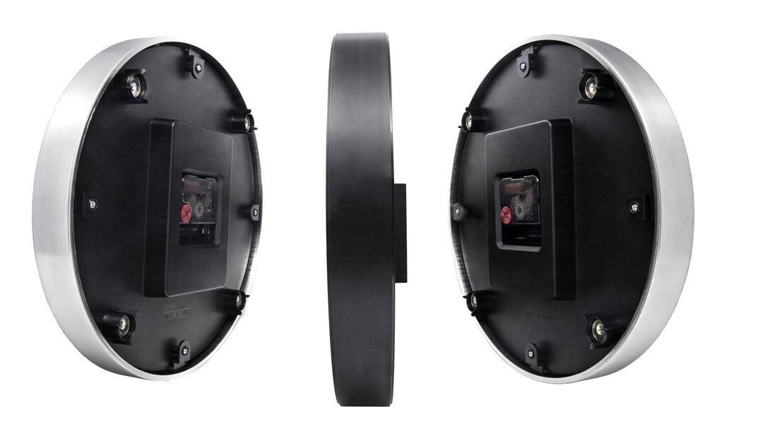 Wall clock 32.3x28x10cm-Silent-White & Black-Aluminium-NeXtime 'Double' - Goat Corp